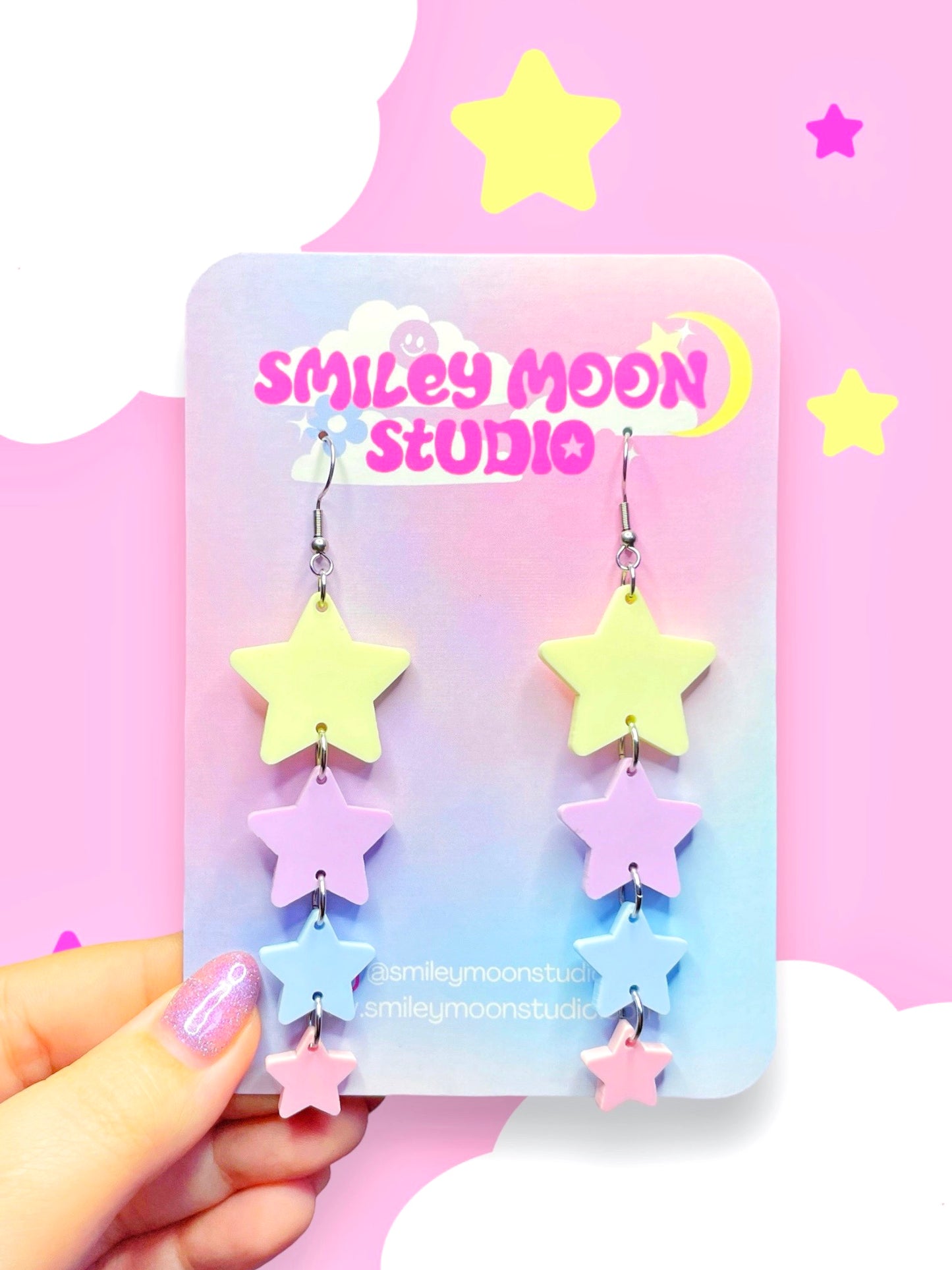 Pastel Candy Stars Acrylic Earrings