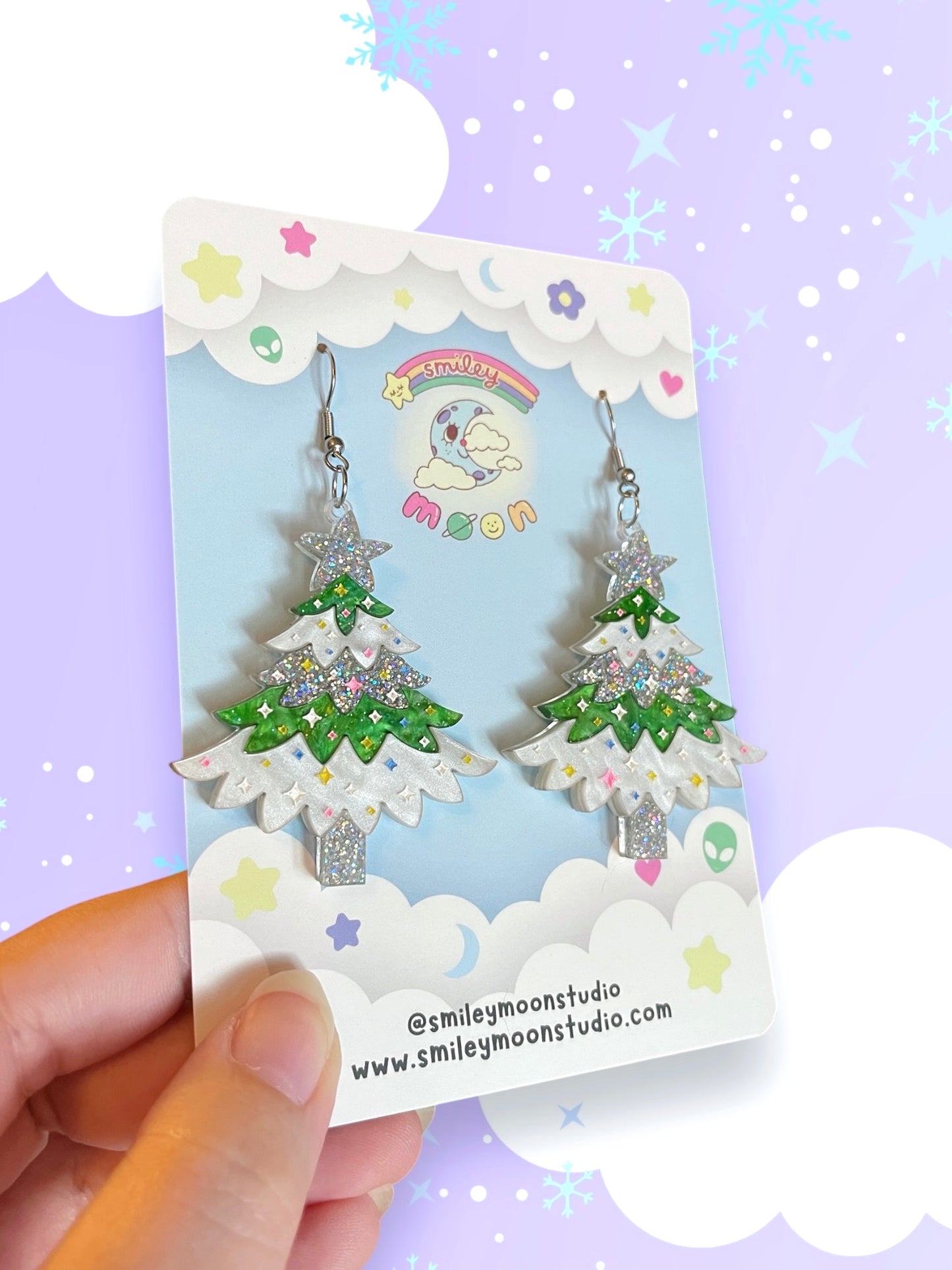 Whimsical Christmas Tree Acrylic Earrings