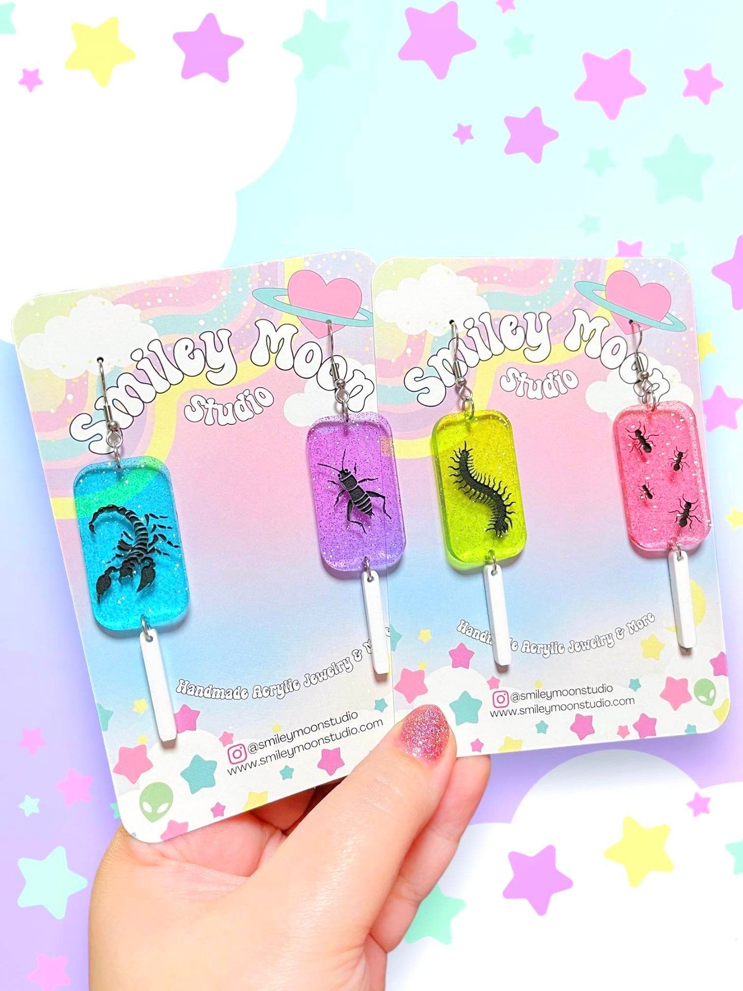 Insect Lolly, Acrylic Earrings