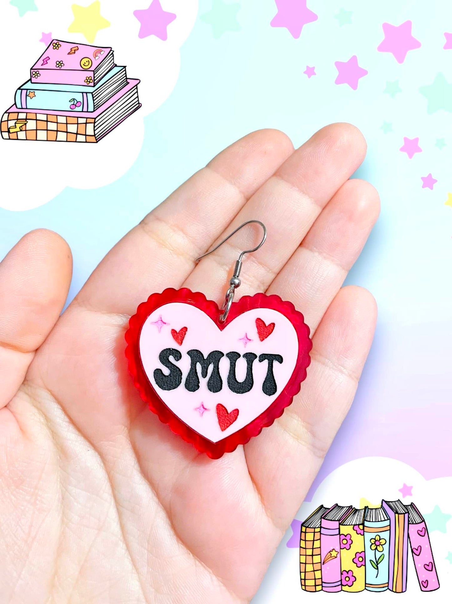 Smut Reader, Bookish Heart Earrings