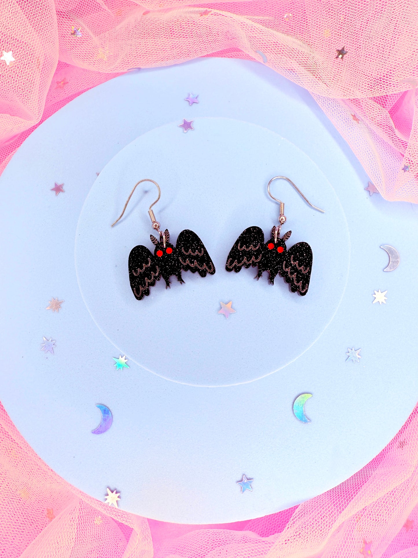 Mini Mothman Acrylic Earrings