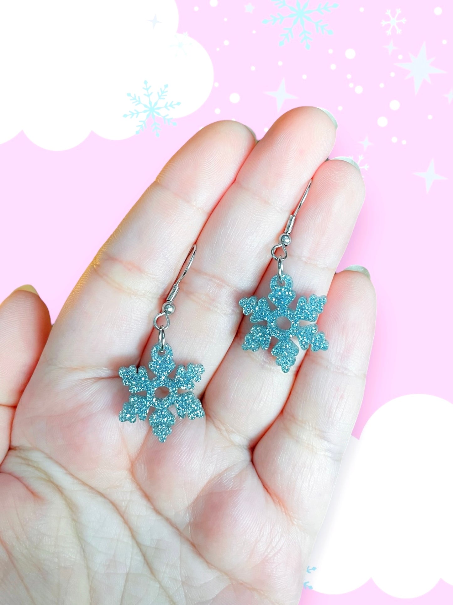 Mini Sparkly Snowflake Earrings