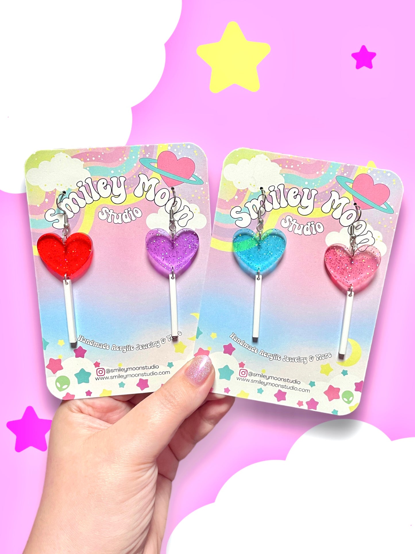 Heart Lollipop Acrylic Earrings