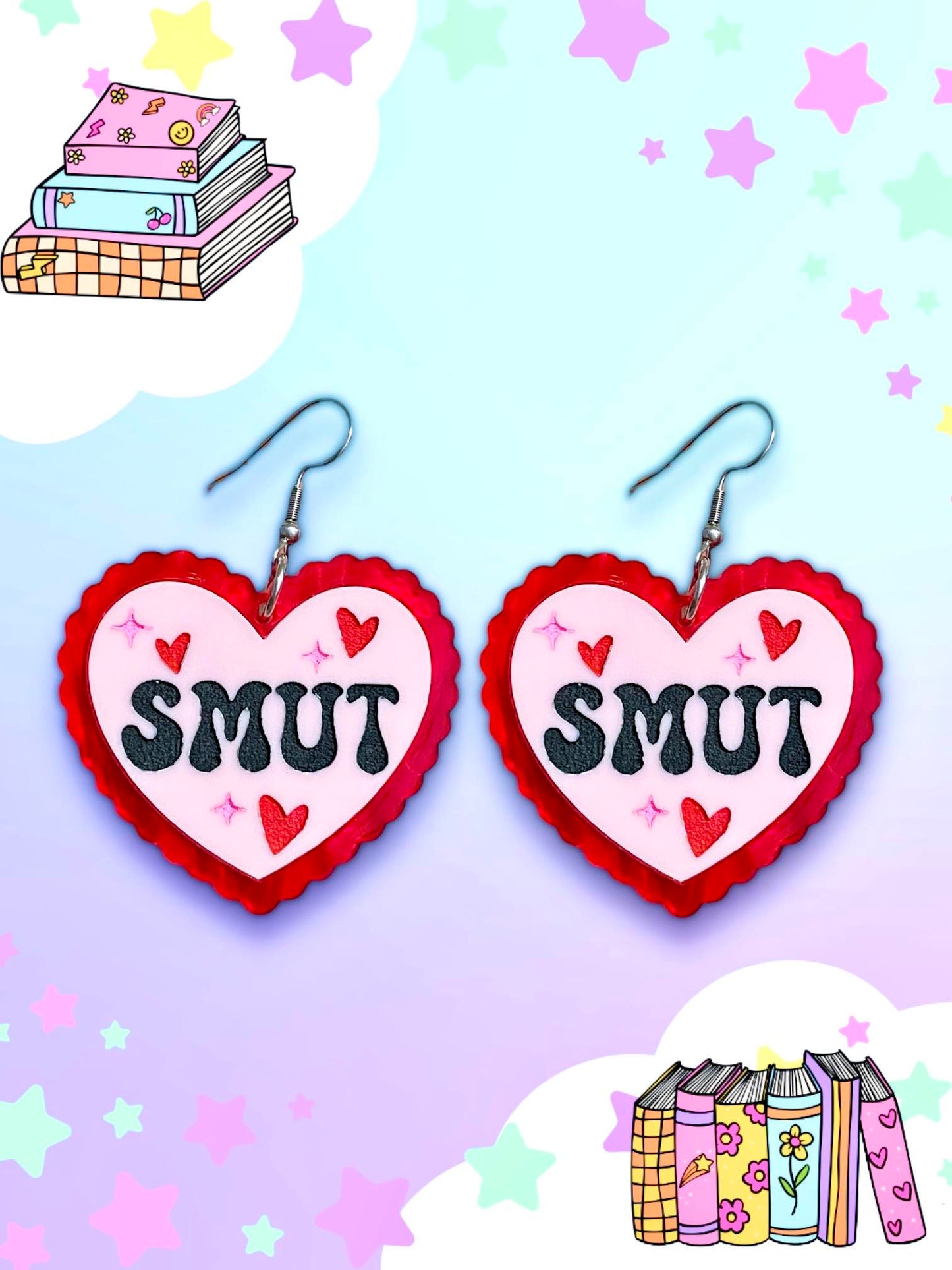 Smut Reader, Bookish Heart Earrings