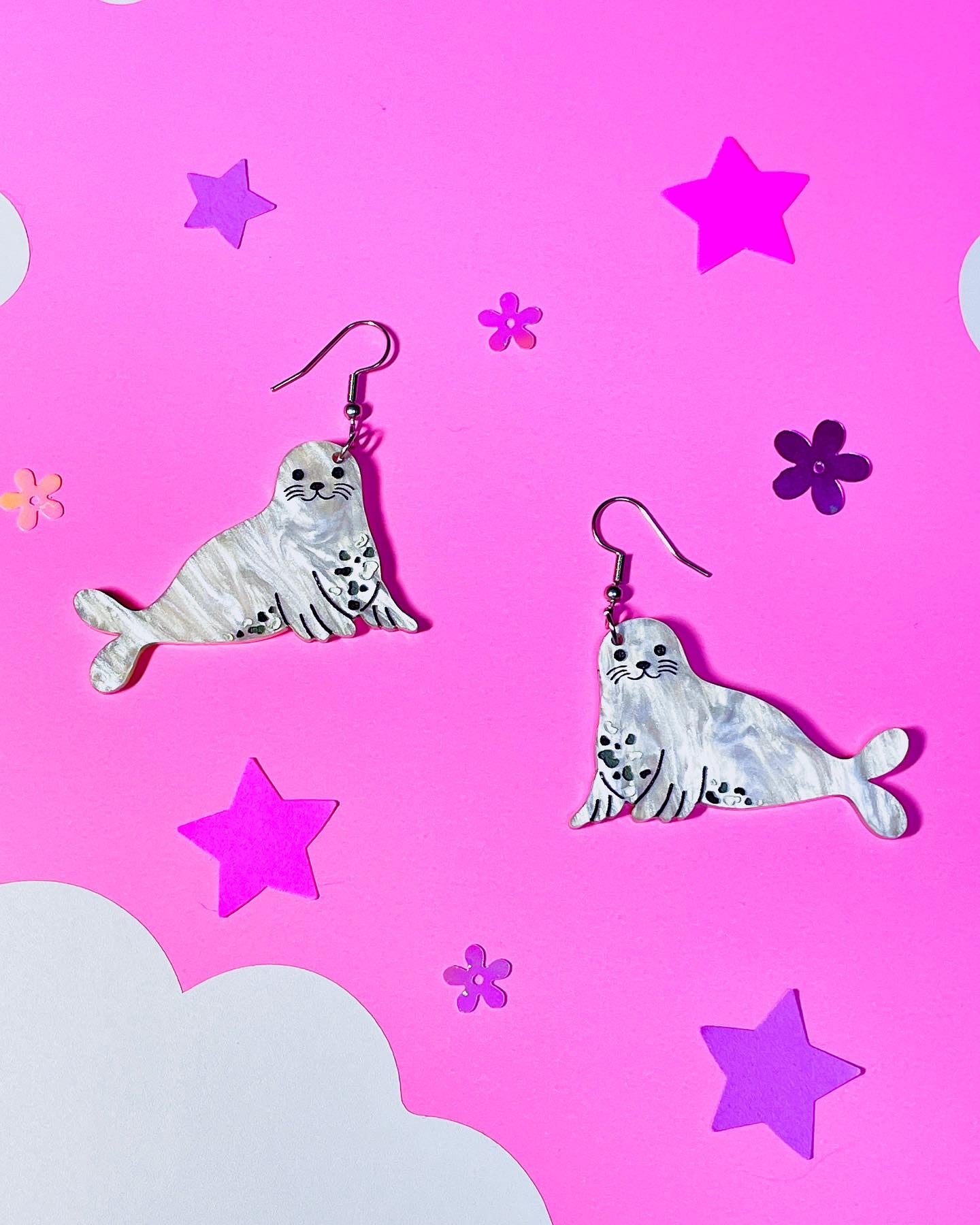 Spotted Seal Acrylic Earrings
