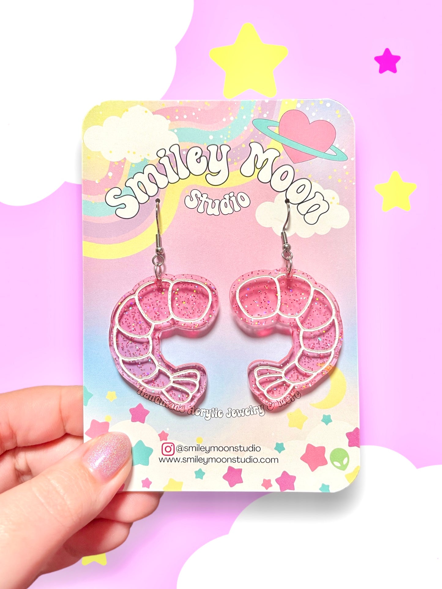 Jumbo Jelly Shrimp Acrylic Earrings