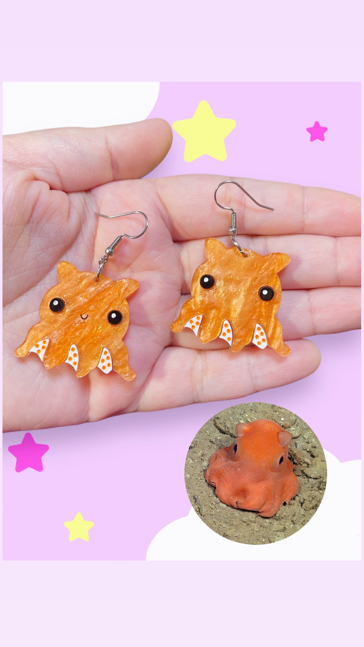 Flapjack Octopus Acrylic Earrings