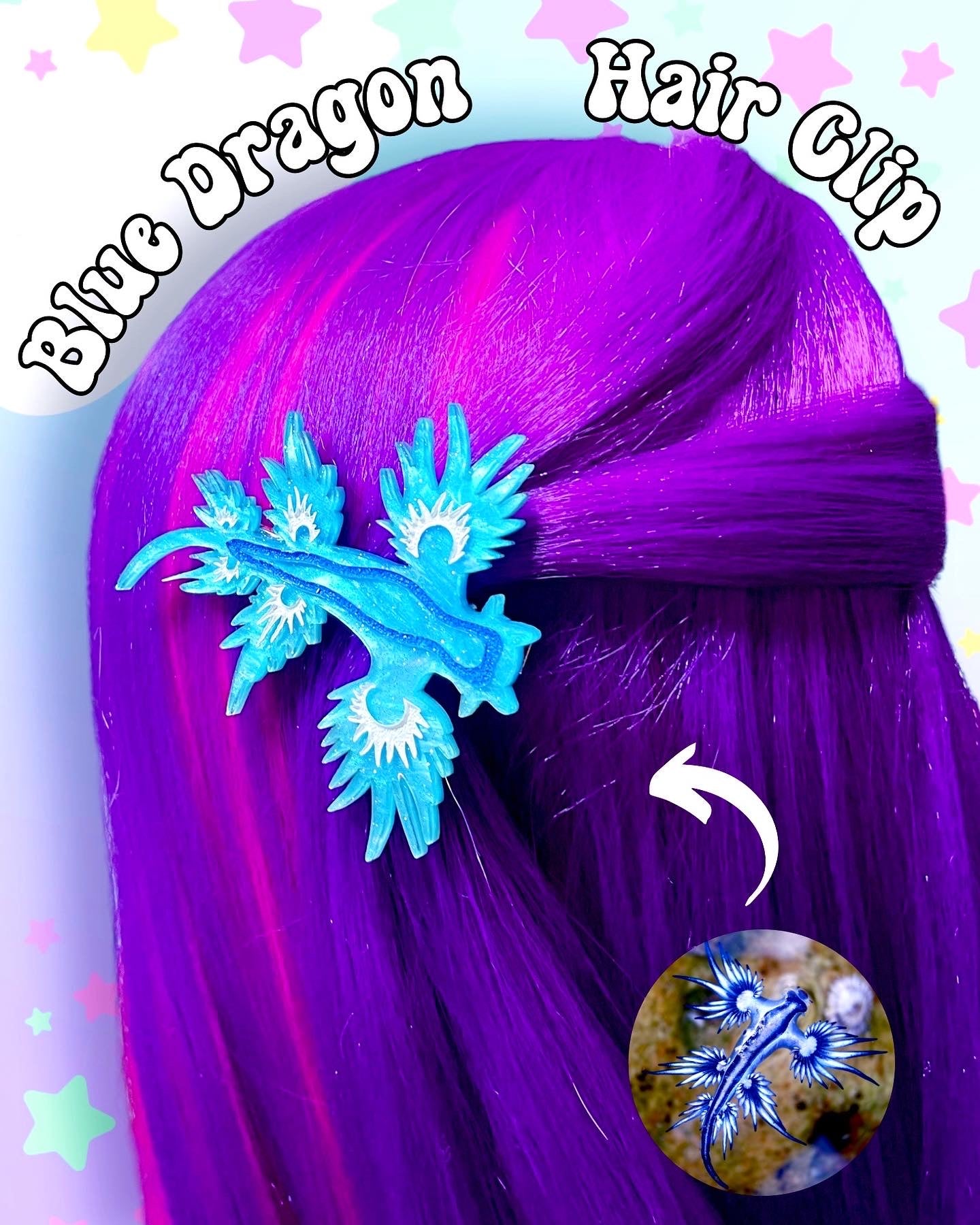 Blue Dragon Acrylic Hair Clip