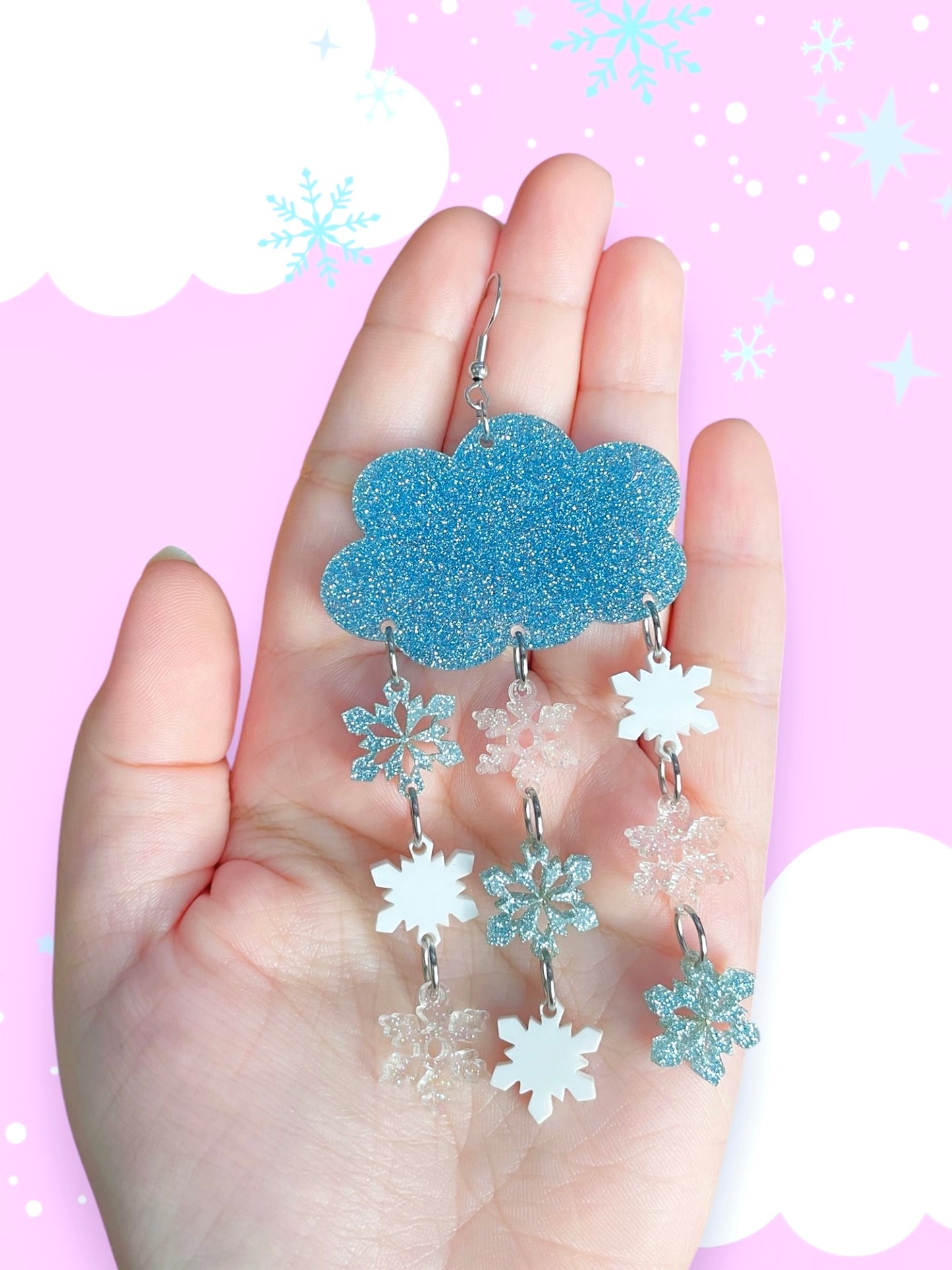 Magical Snowflake Cloud Acrylic Earrings