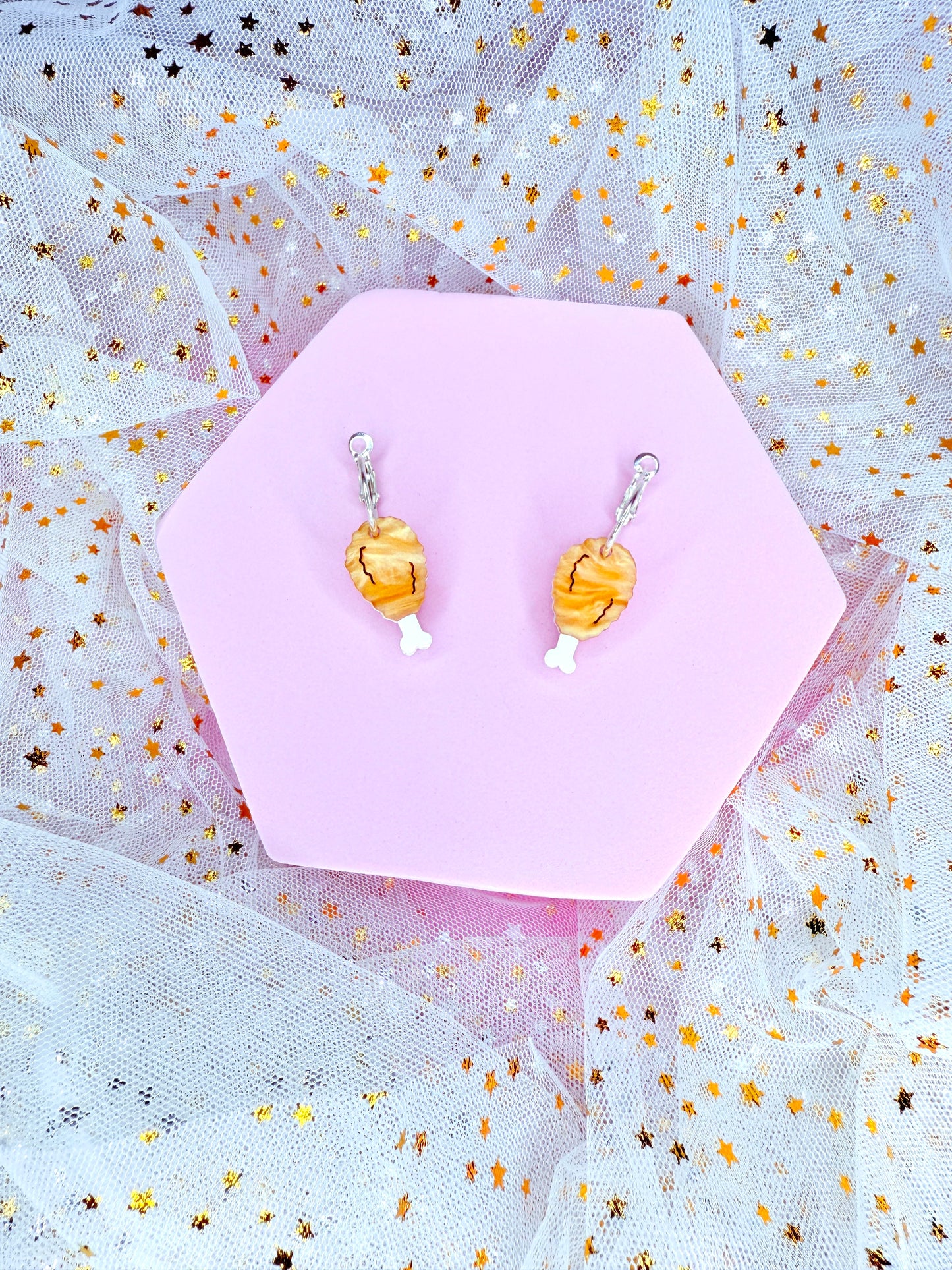 Mini Fried Chicken Acrylic Earrings