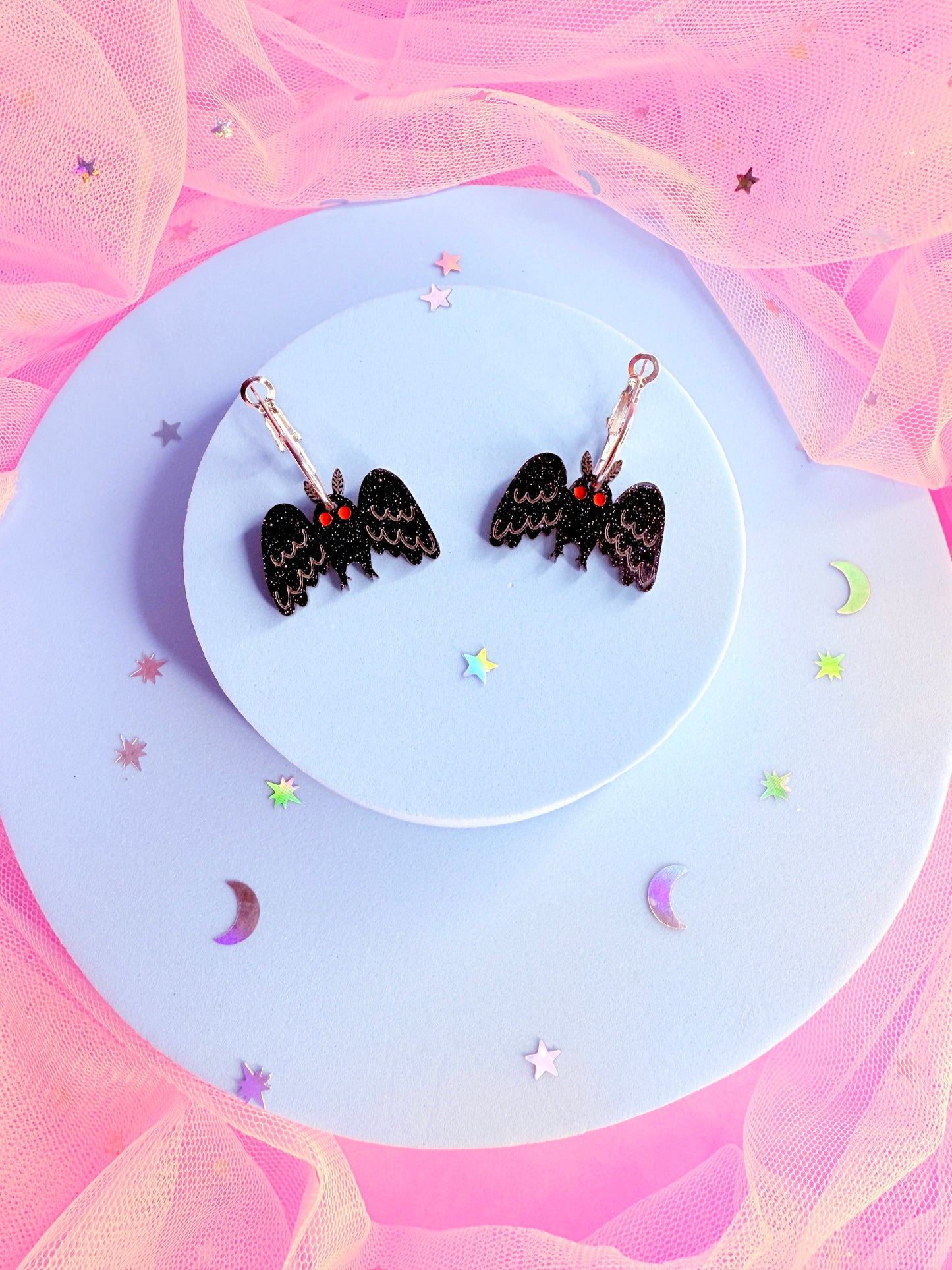 Mini Mothman Acrylic Earrings