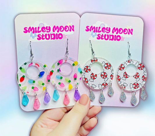 Holiday Hoop Acrylic Earrings