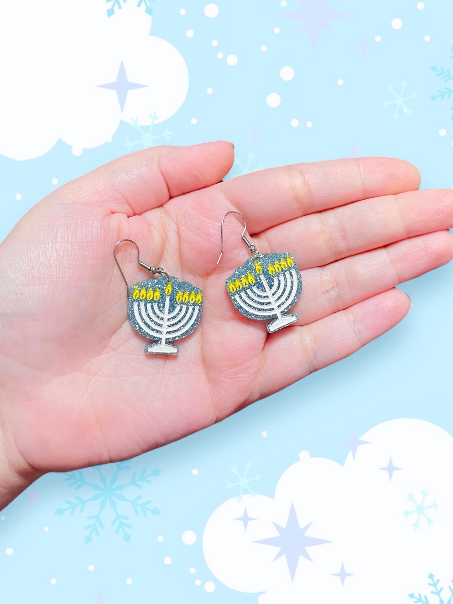 Mini Menorah Acrylic Earrings