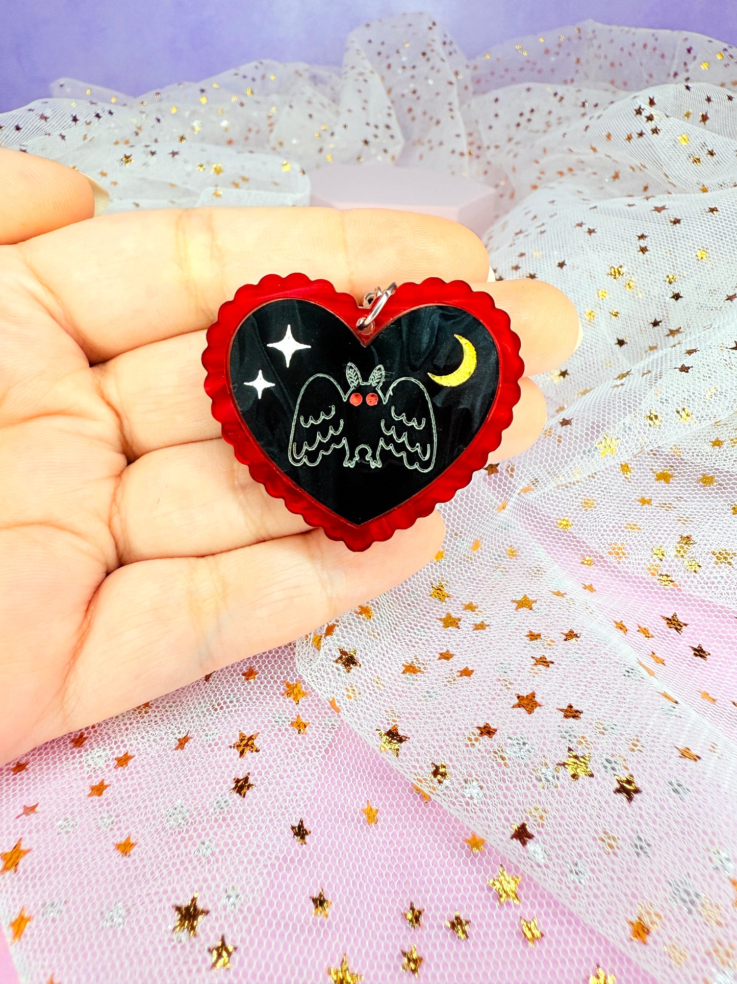 Mothman has my Heart Acrylic Earrings