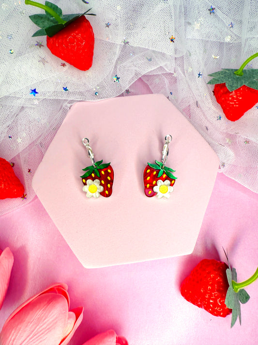 Mini Strawberry Acrylic Earrings