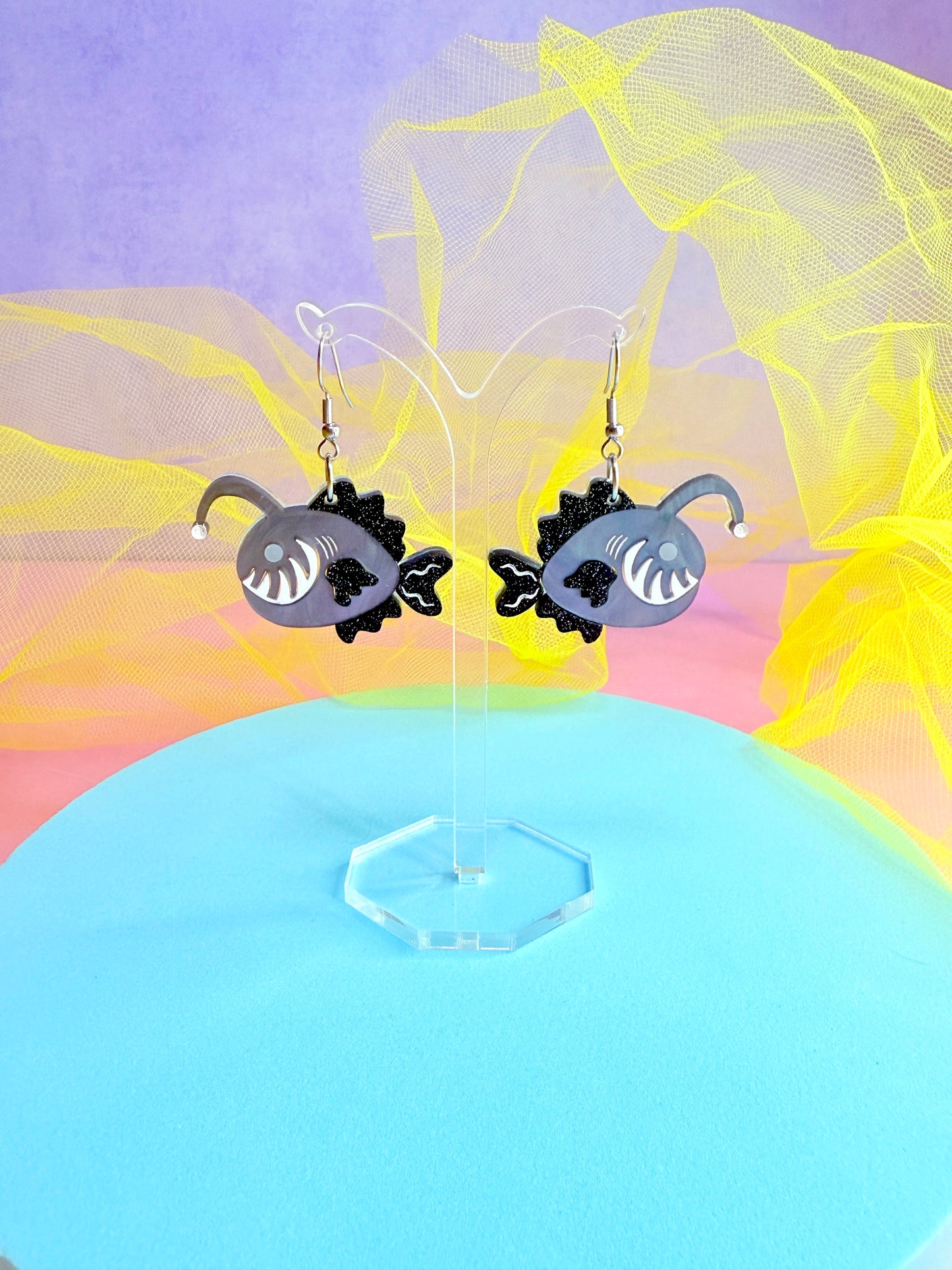 Anglerfish, Sea Devil Acrylic Earrings