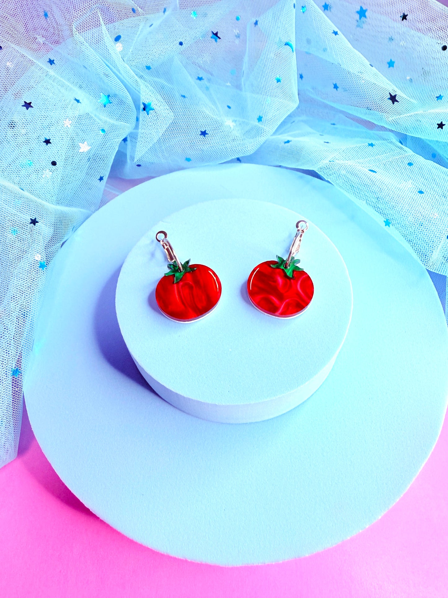 Mini Tomato Acrylic Earrings