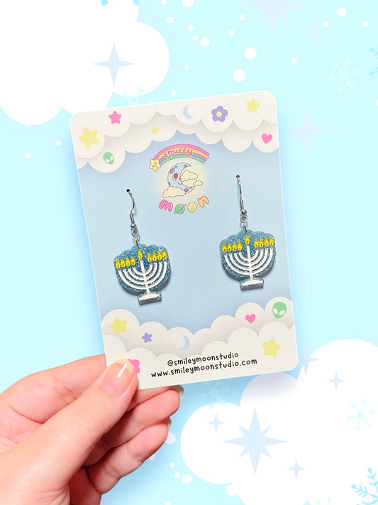 Mini Menorah Acrylic Earrings