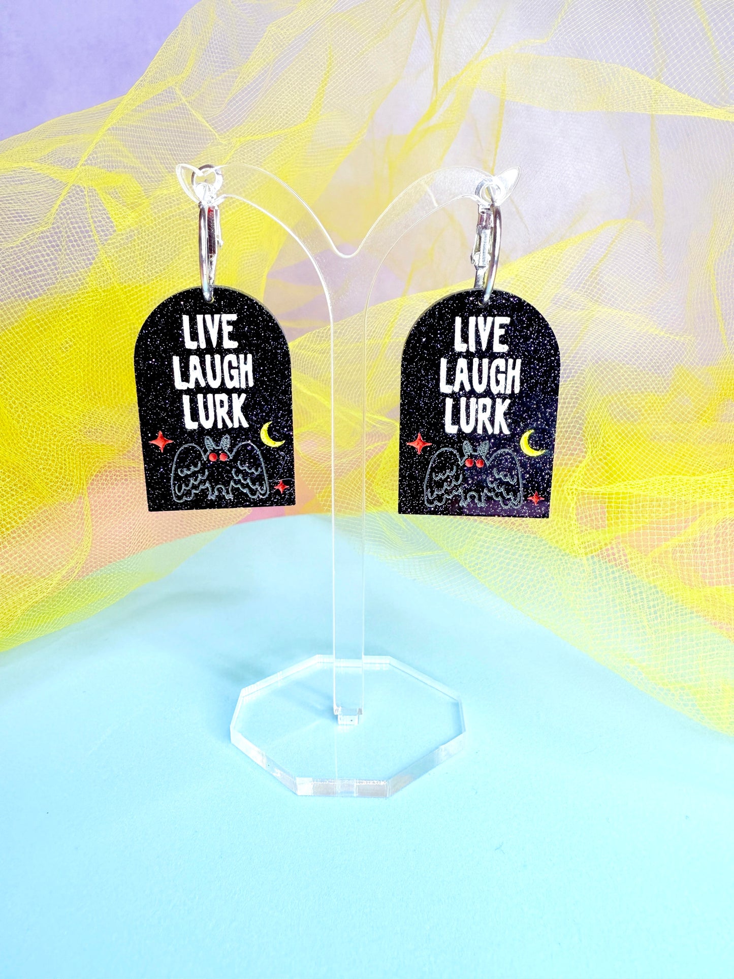 Mothman, Live Laugh Lurk Acrylic Earrings