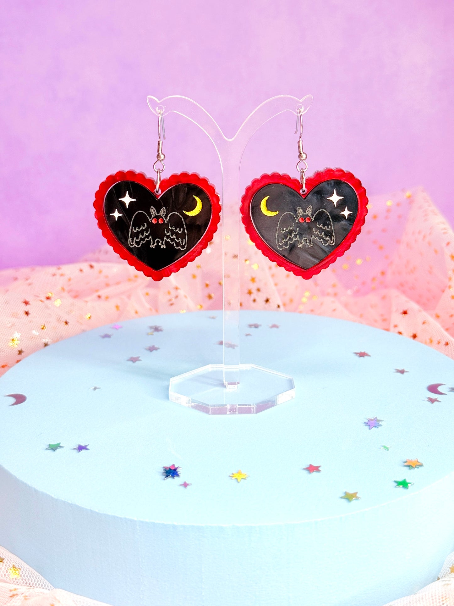 Mothman has my Heart Acrylic Earrings