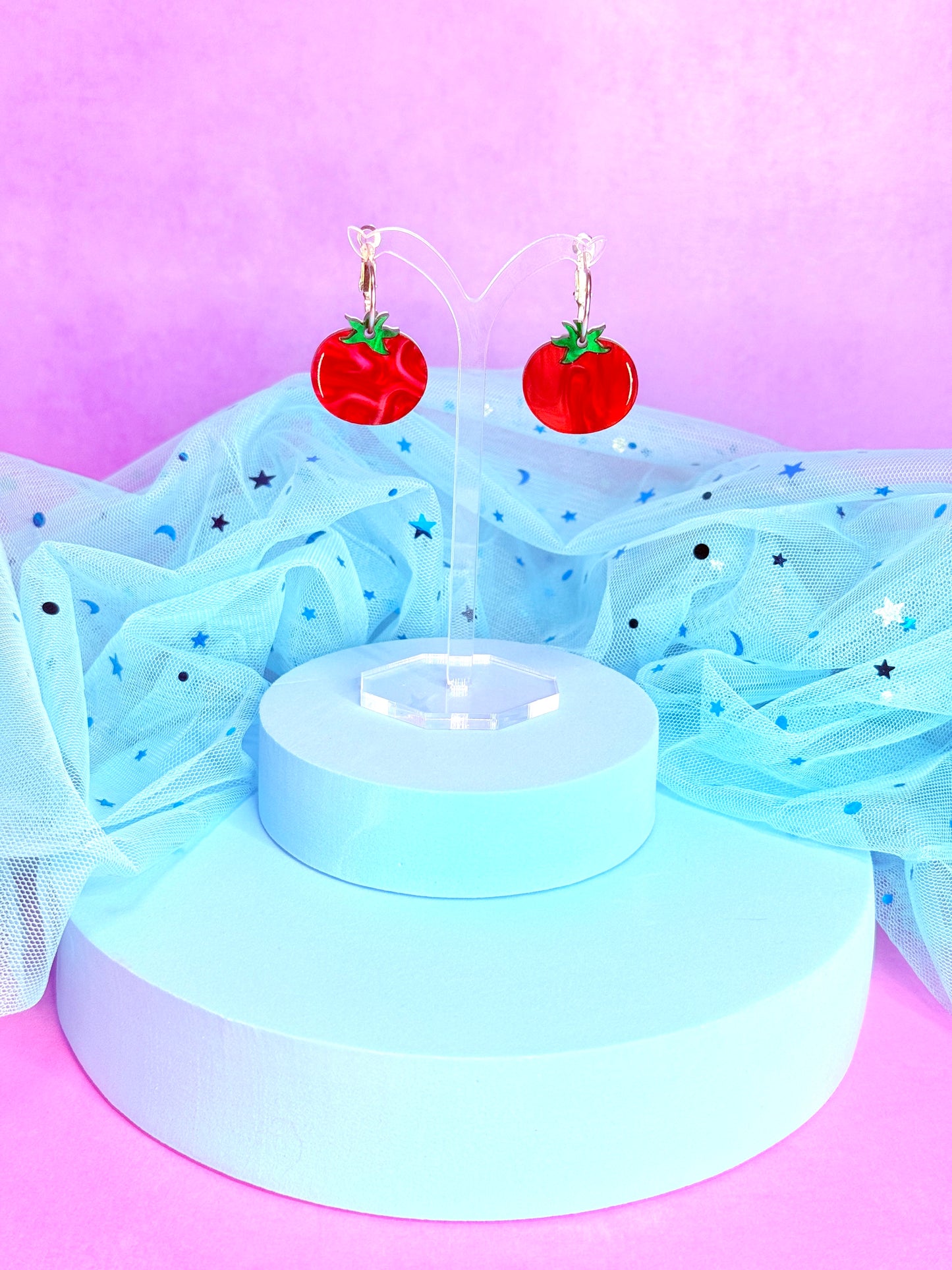 Mini Tomato Acrylic Earrings