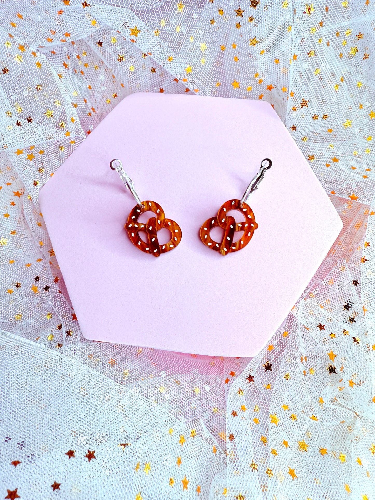 Mini Pretzel Acrylic Earrings