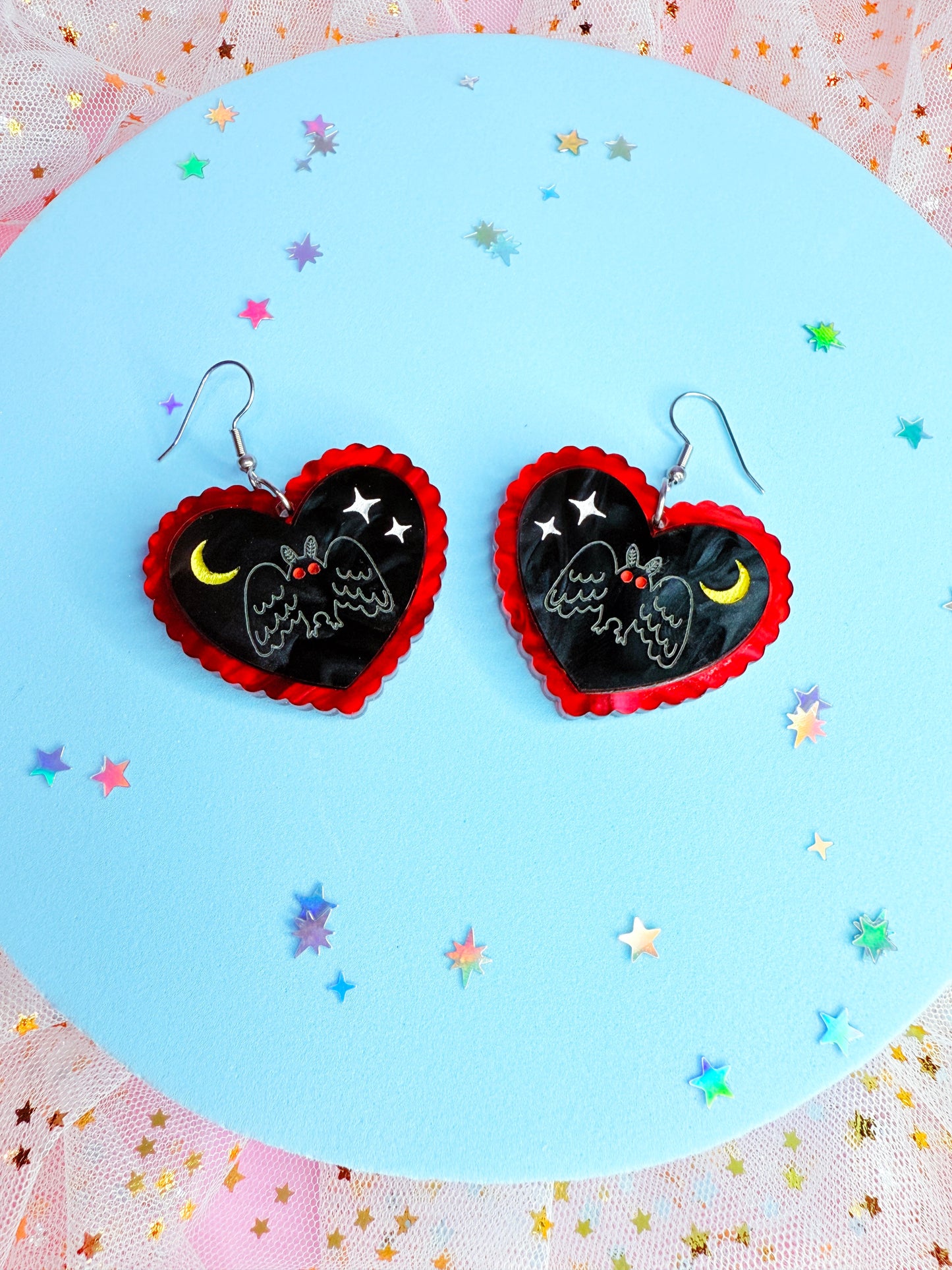 Mothman has my Heart Acrylic Earrings