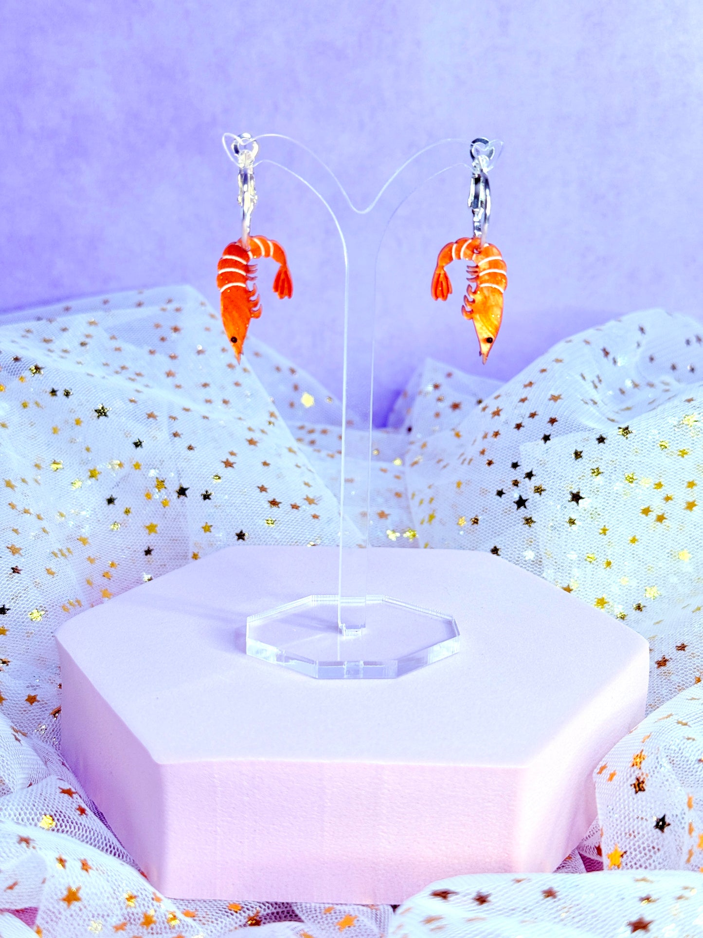 Mini Shrimp Acrylic Earrings