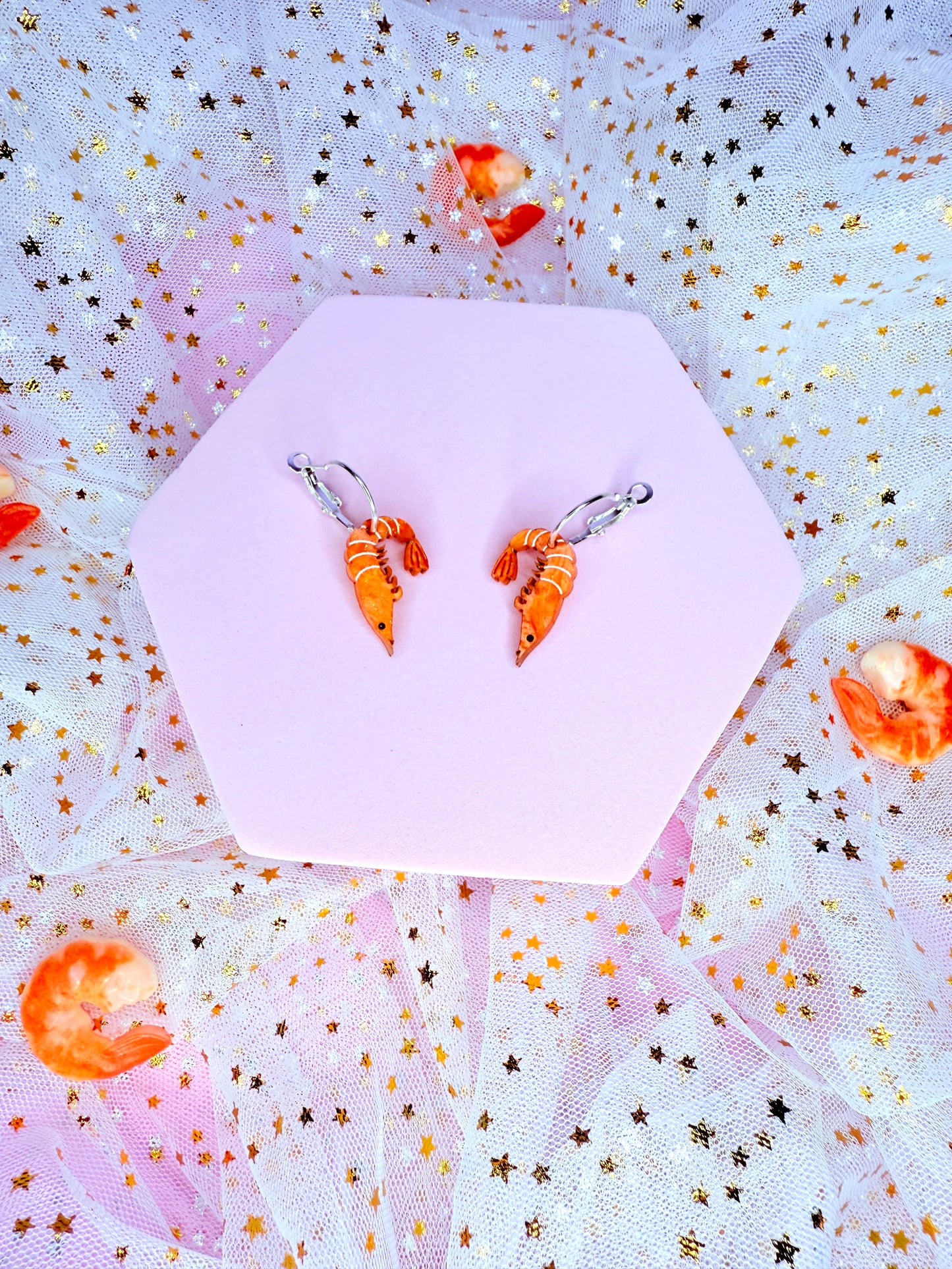 Mini Shrimp Acrylic Earrings