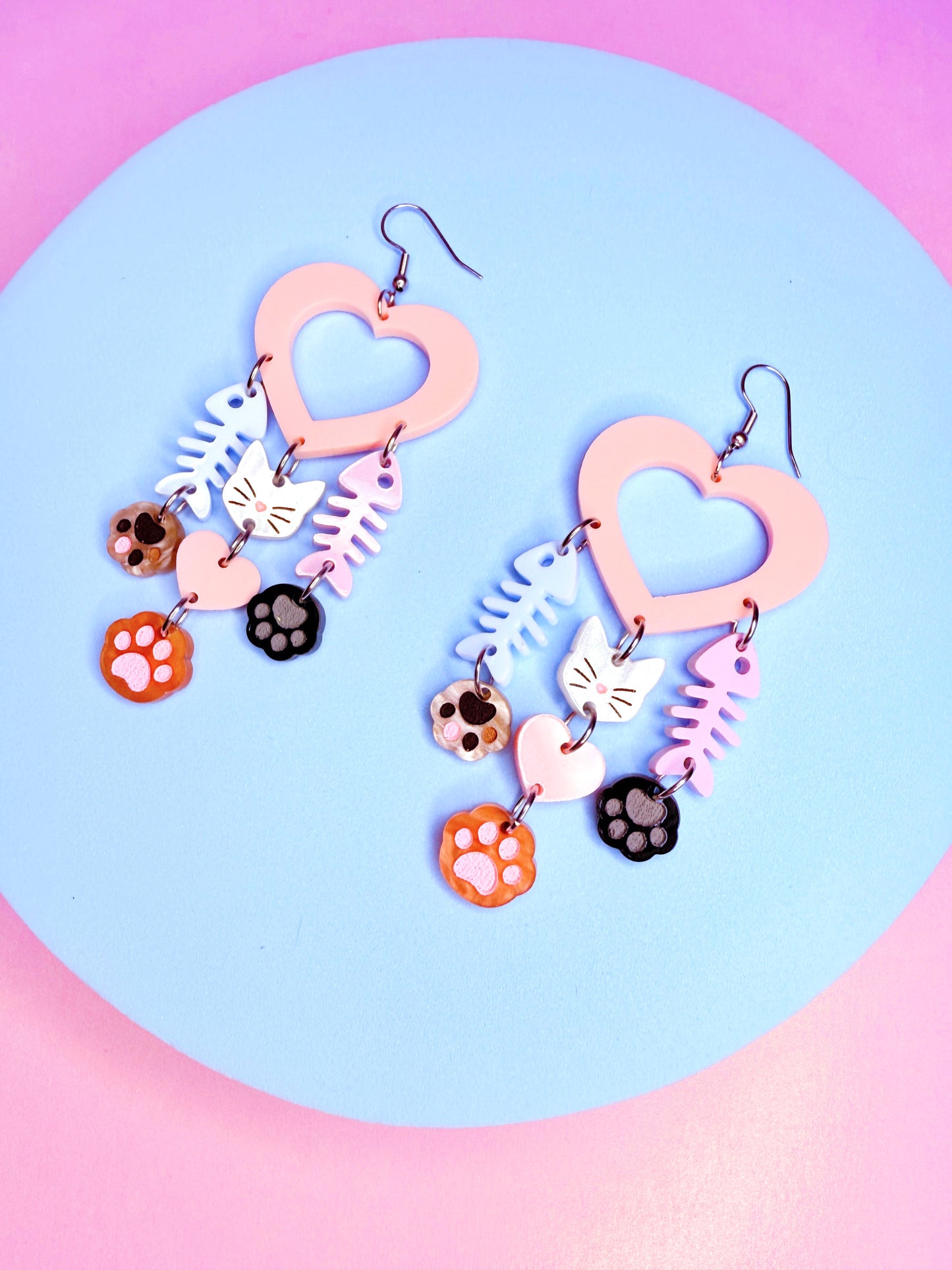 Kitty Drops, Acrylic Earrings