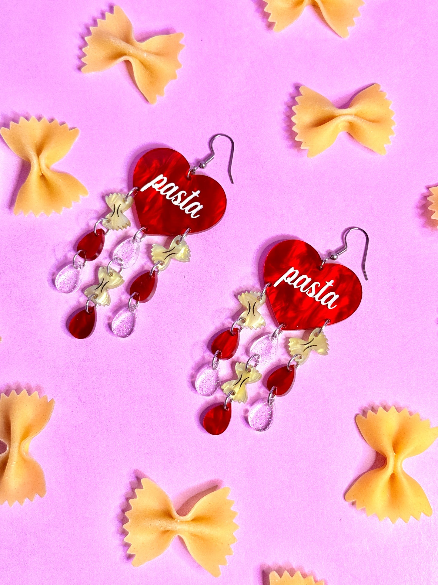 Pasta Lover, Acrylic Earrings