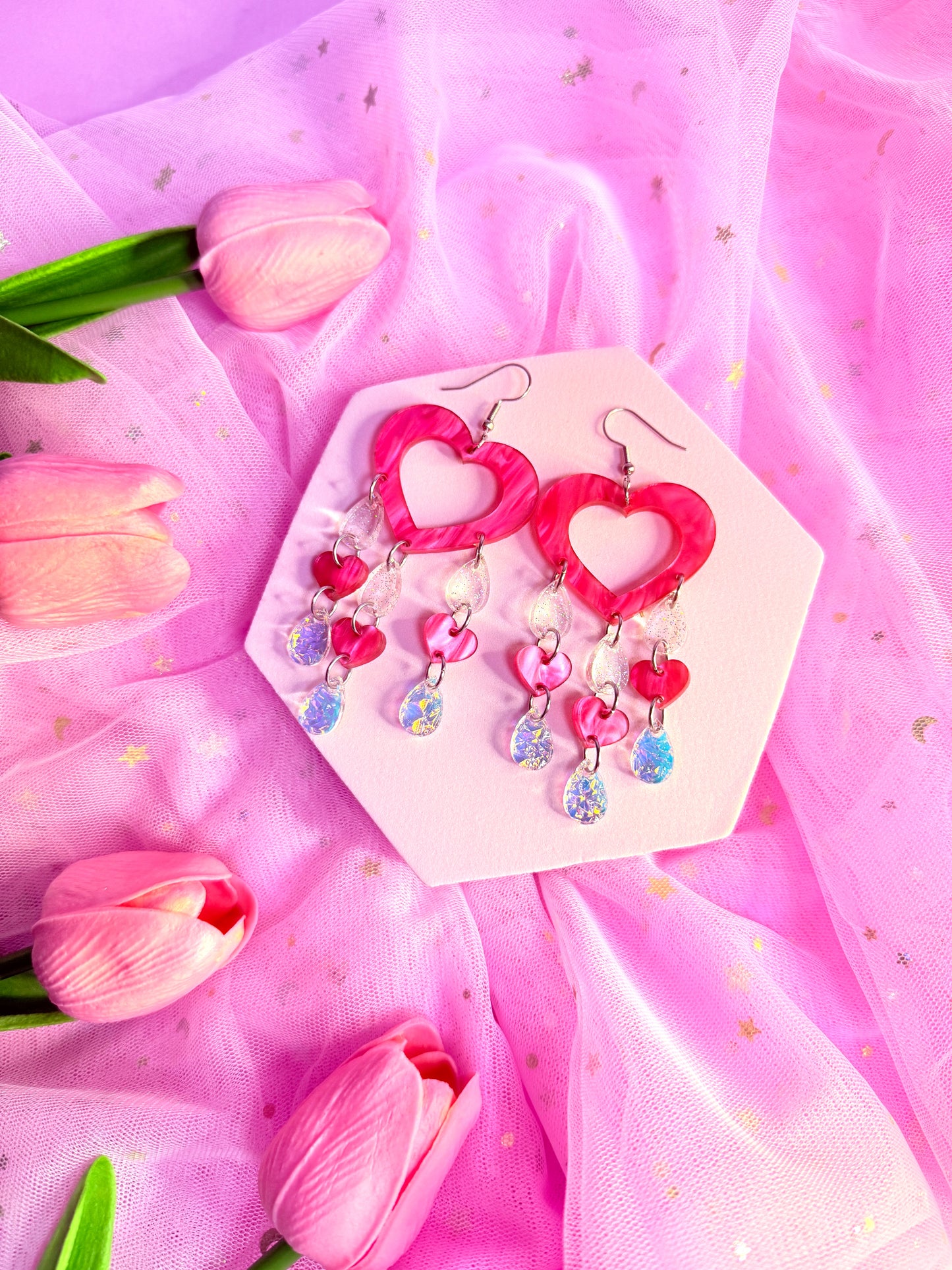 Raining Love, Acrylic Earrings