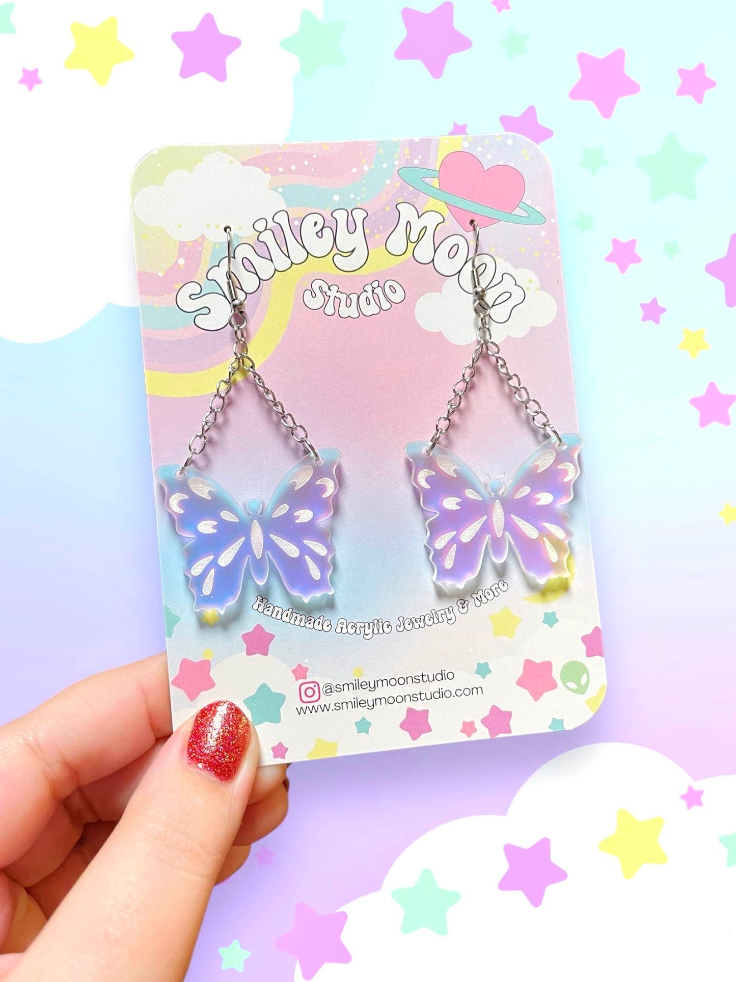 Iridescent Butterfly Acrylic Earrings