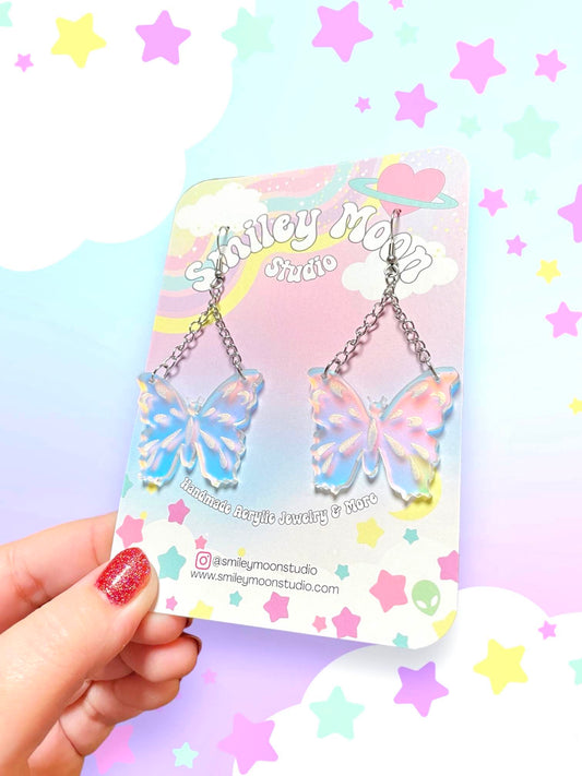 Iridescent Butterfly Acrylic Earrings