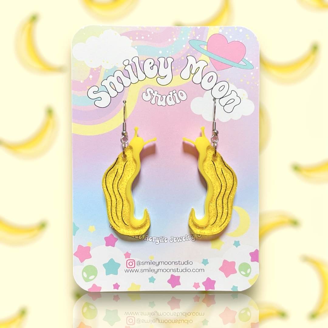 Banana Slug, Acrylic Earrings