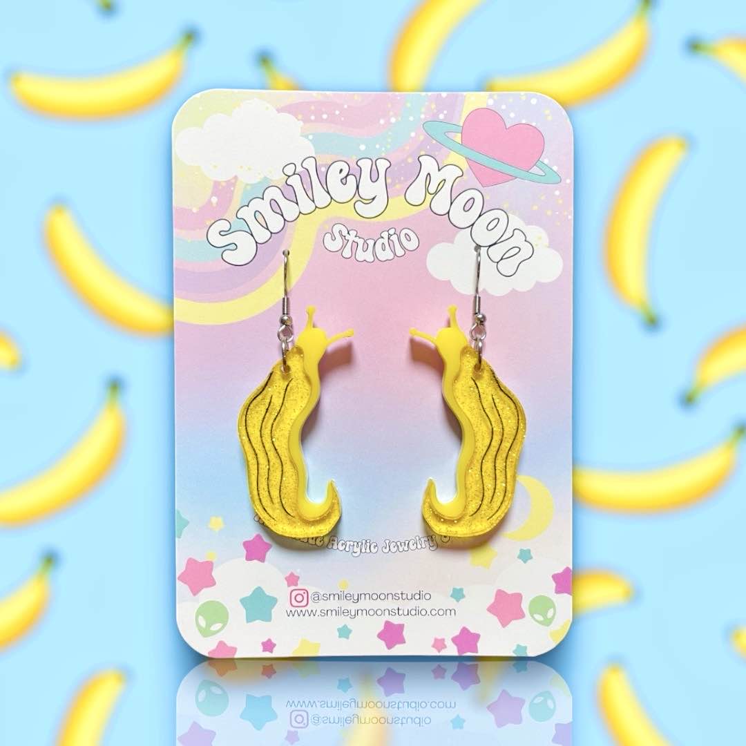 Banana Slug, Acrylic Earrings