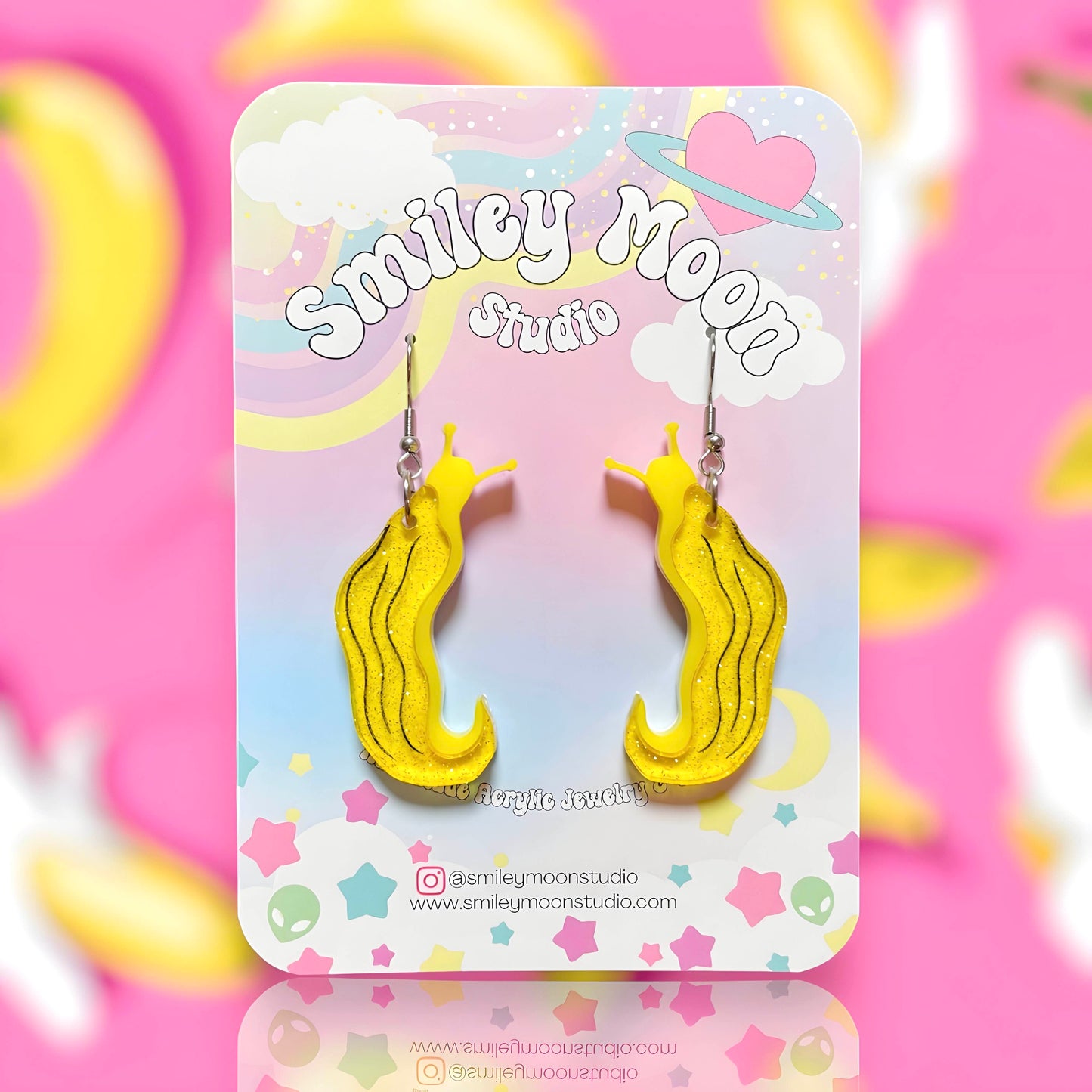 Banana Slug, Acrylic Earrings