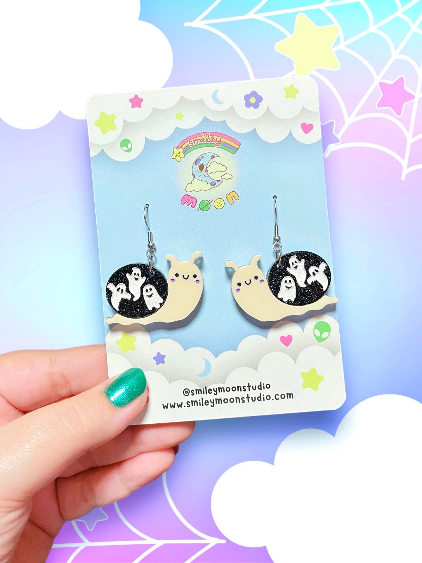 Spooky Snails, Acrylic Earrings