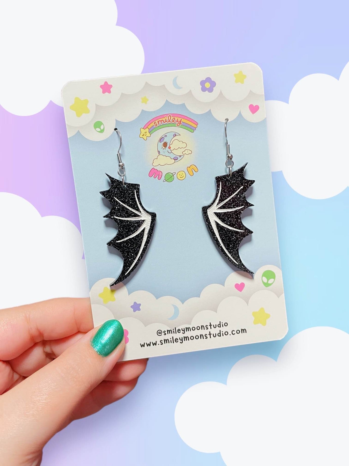 Bat Wings, Acrylic Earrings