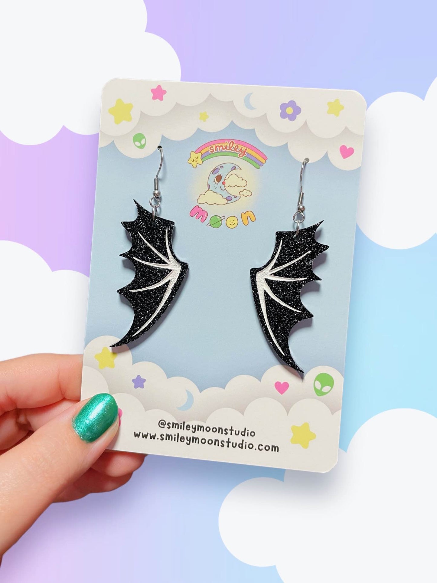 Bat Wings, Acrylic Earrings