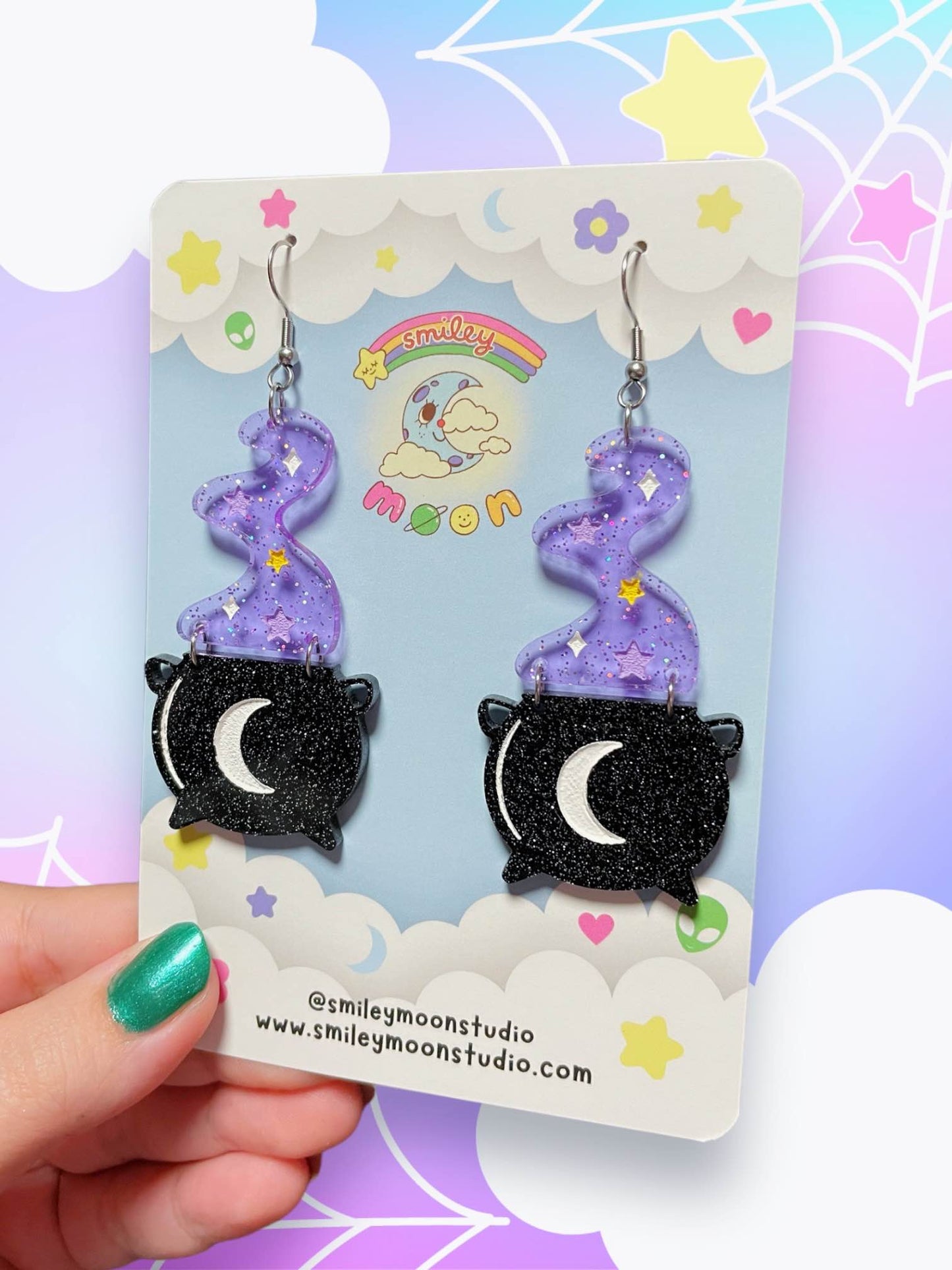 Witchy Cauldron, Acrylic Earrings