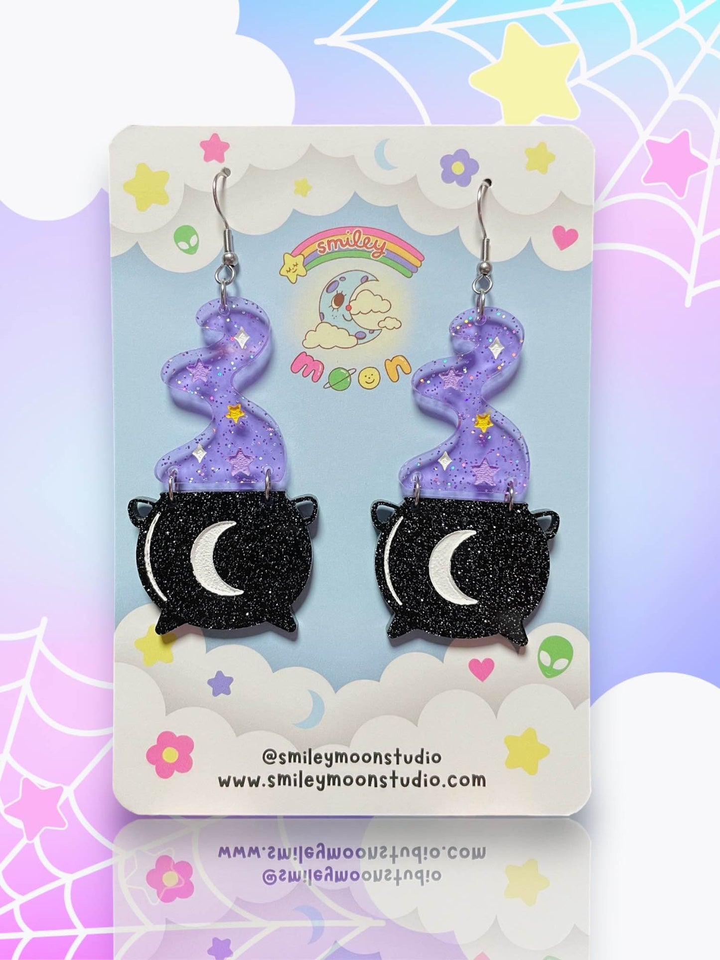 Witchy Cauldron, Acrylic Earrings