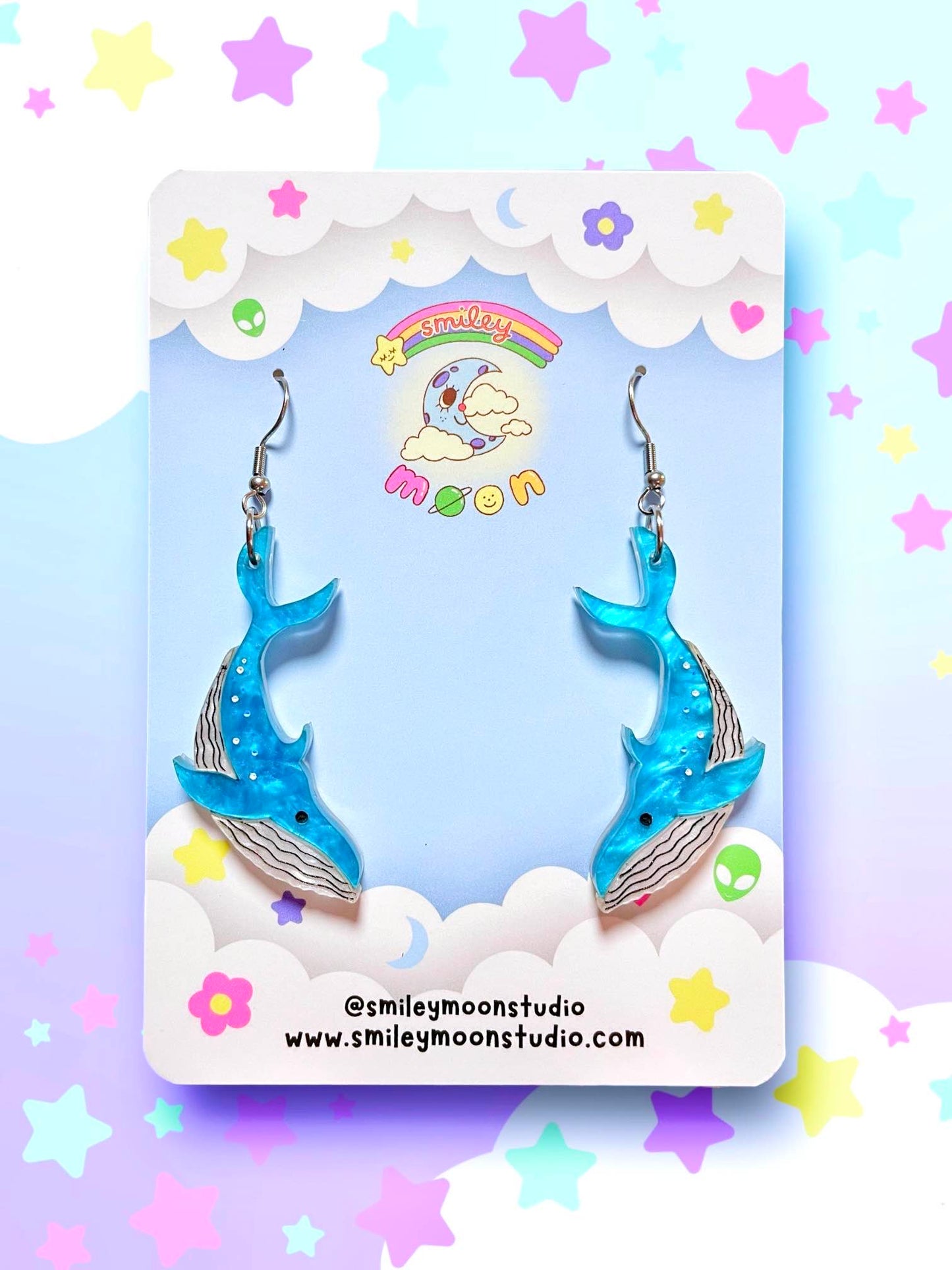 Blue Whale Acrylic Earrings