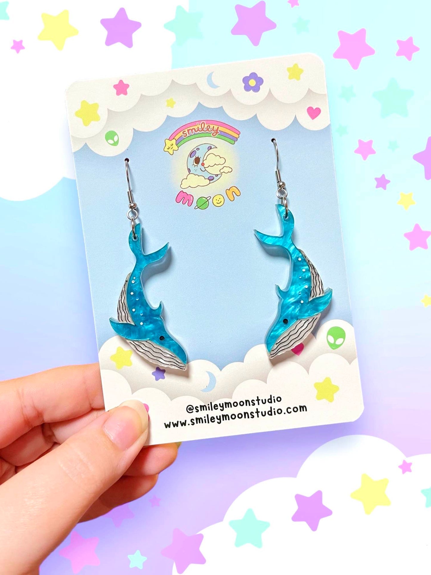 Blue Whale Acrylic Earrings