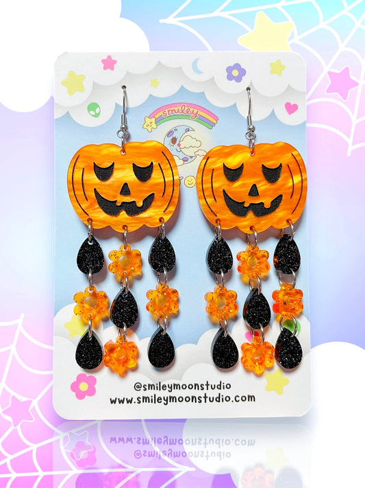 Floral Jack'O'Drops, Acrylic Earrings