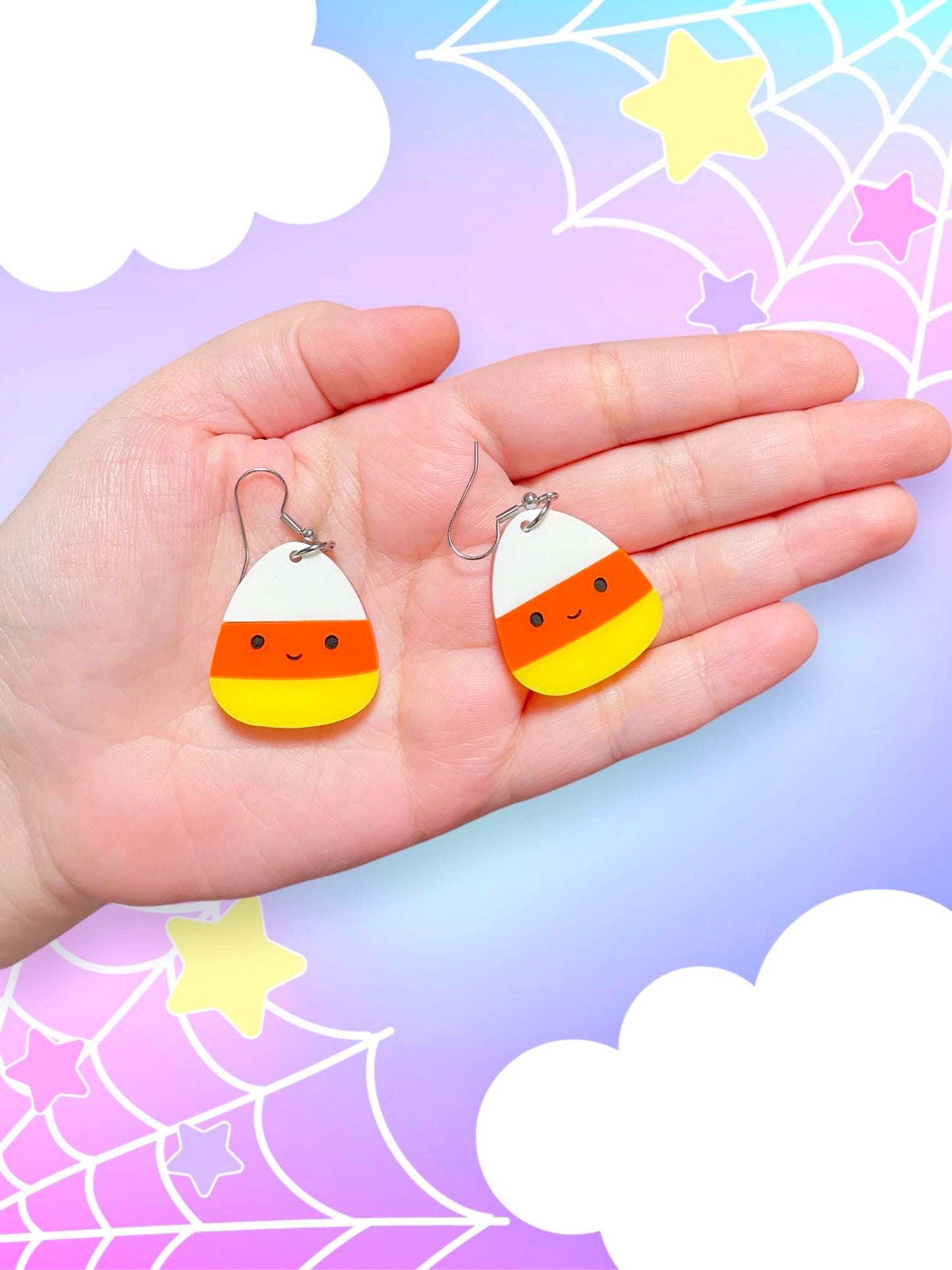 Candy Corn Cutie, Acrylic Earrings