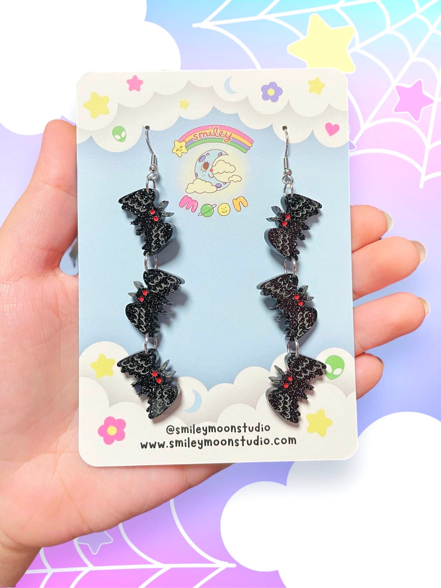 Mothman Stacks, Acrylic Earrings