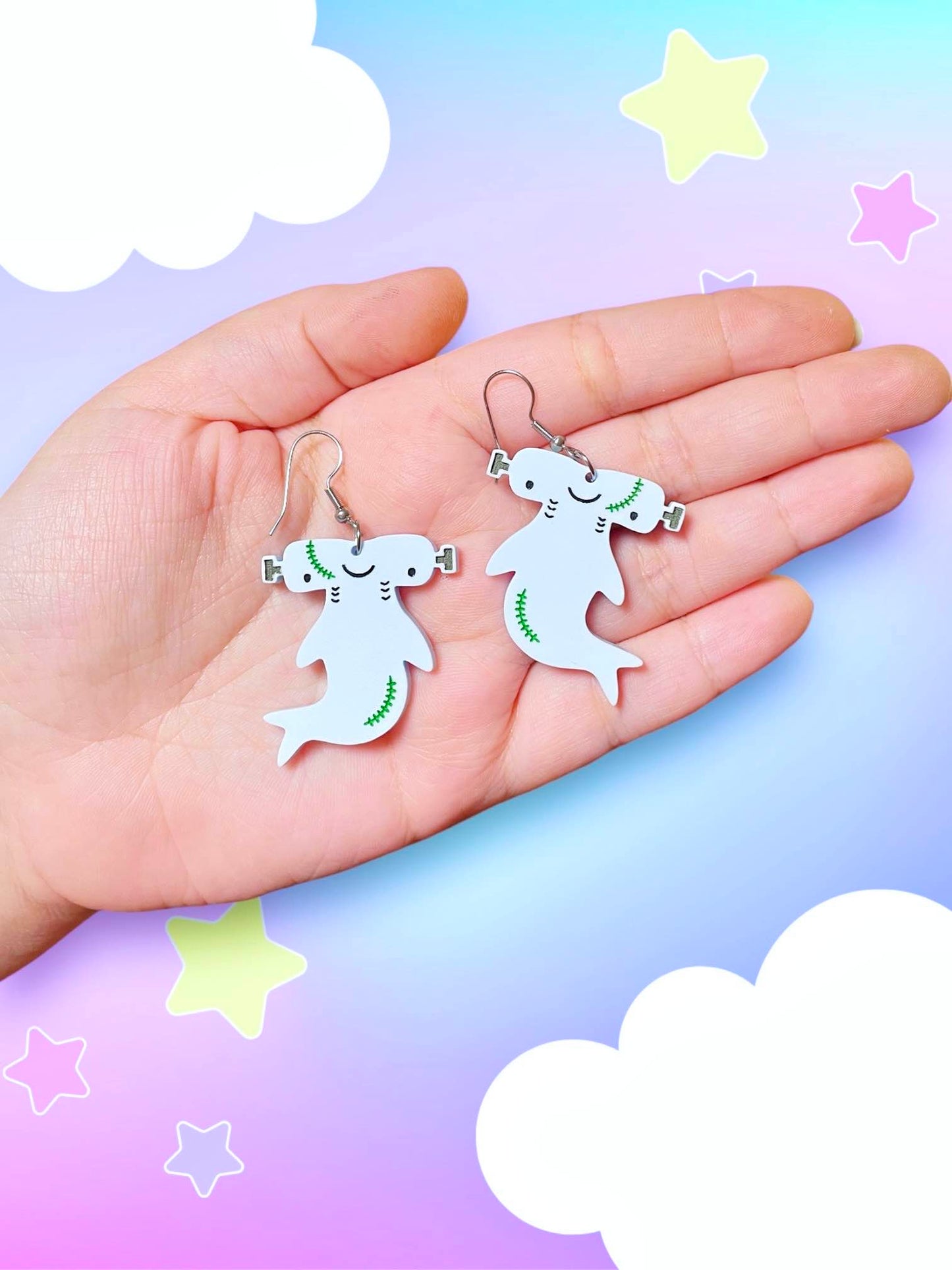 Franken-Hammerhead Shark, Earrings