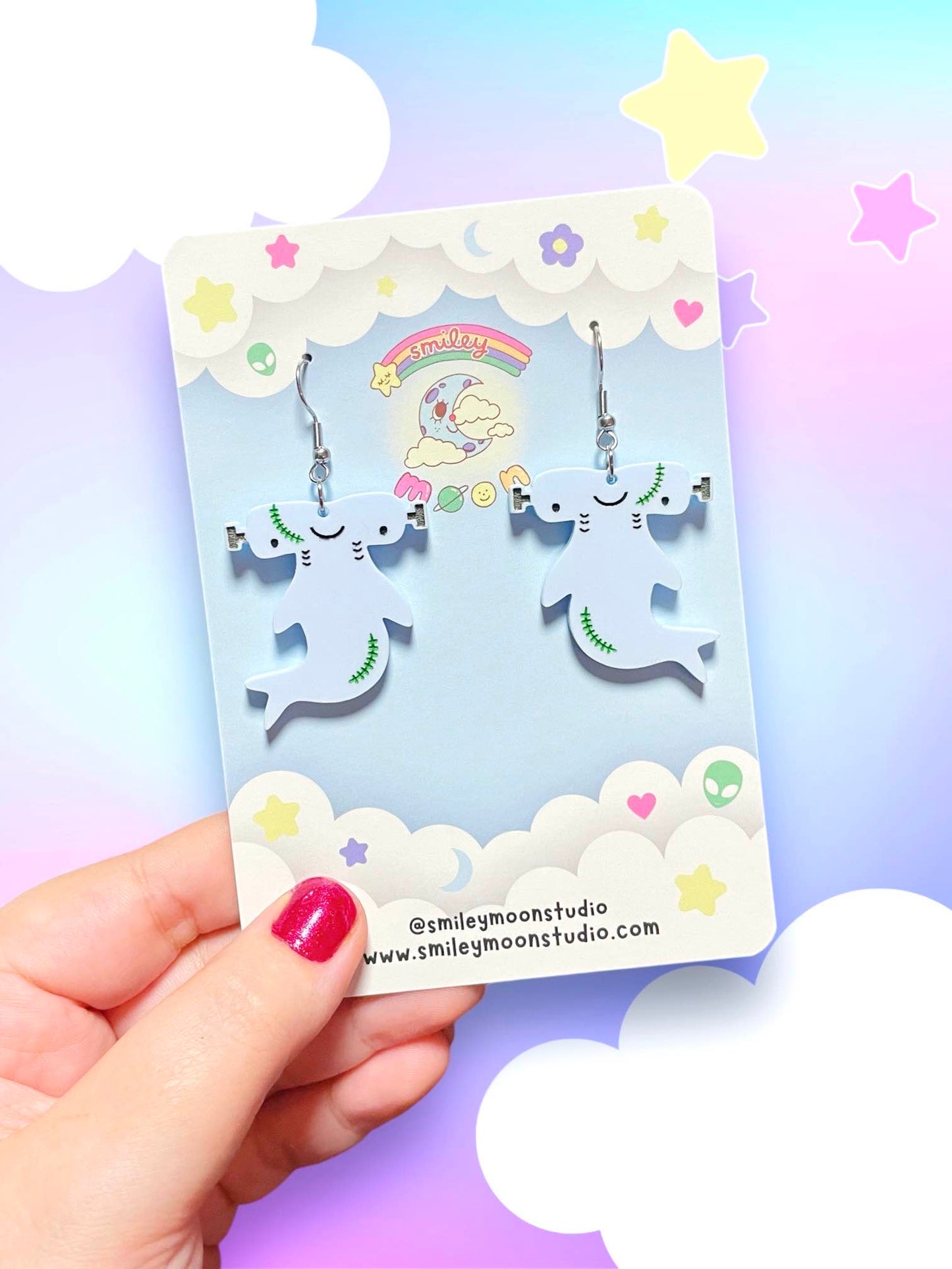 Franken-Hammerhead Shark, Earrings