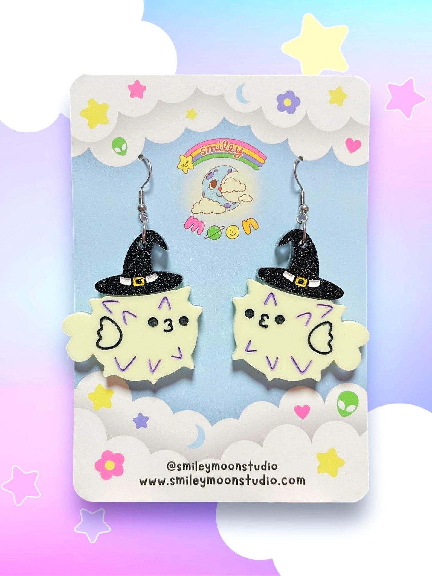 Puffer-witch, Pufferfish Acrylic Earrings